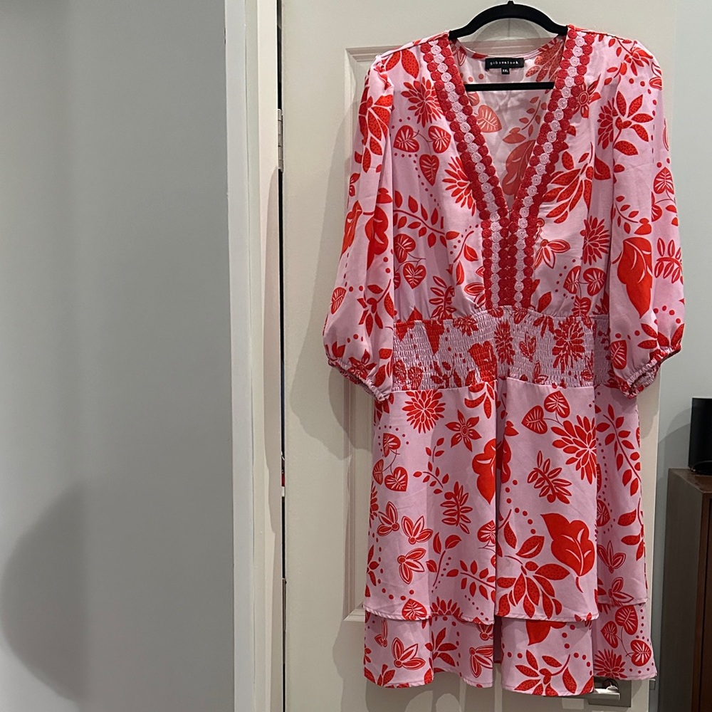 Gibson Pink and Red Patterned Dress